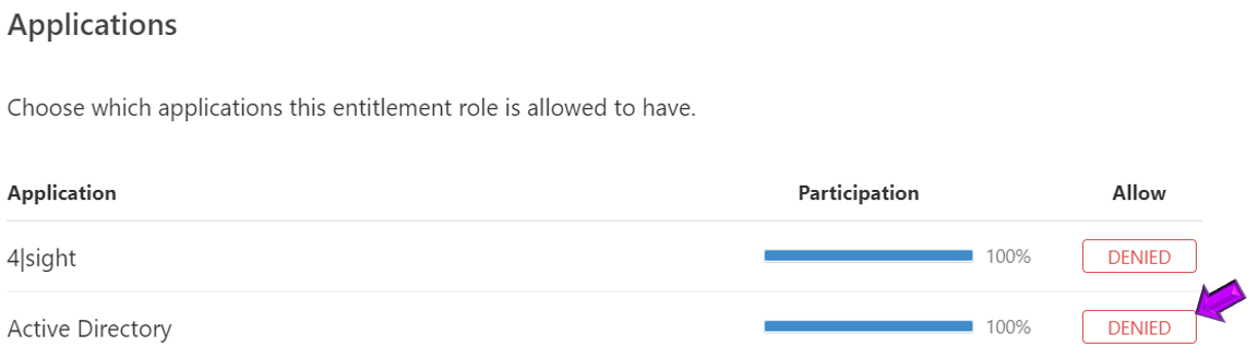 Application with Denied button