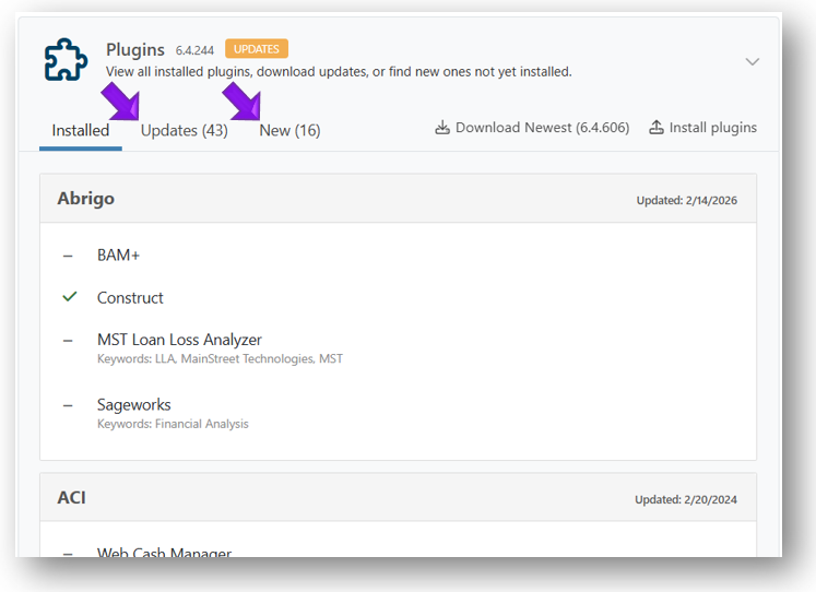 Updates and New tabs