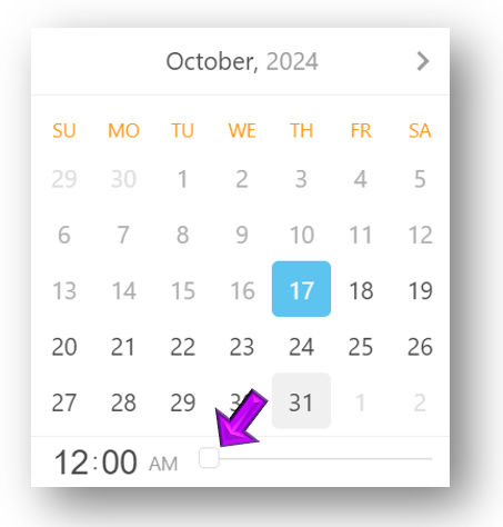 Calendar slider