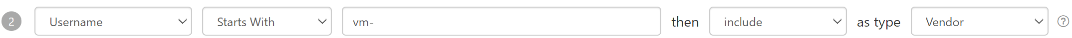 Rule example assigning vendor type based on username prefix