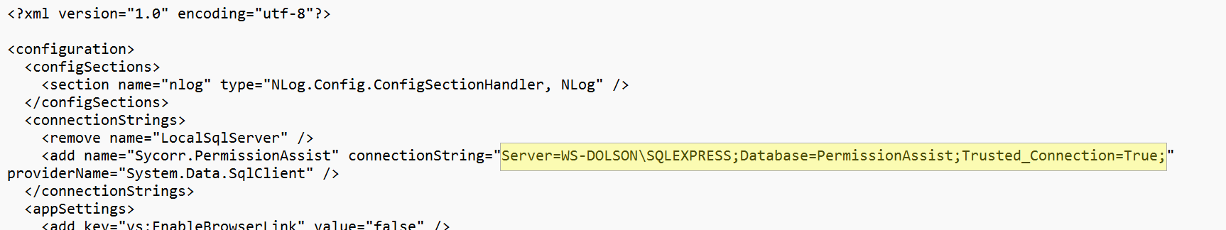 Web.config connection string