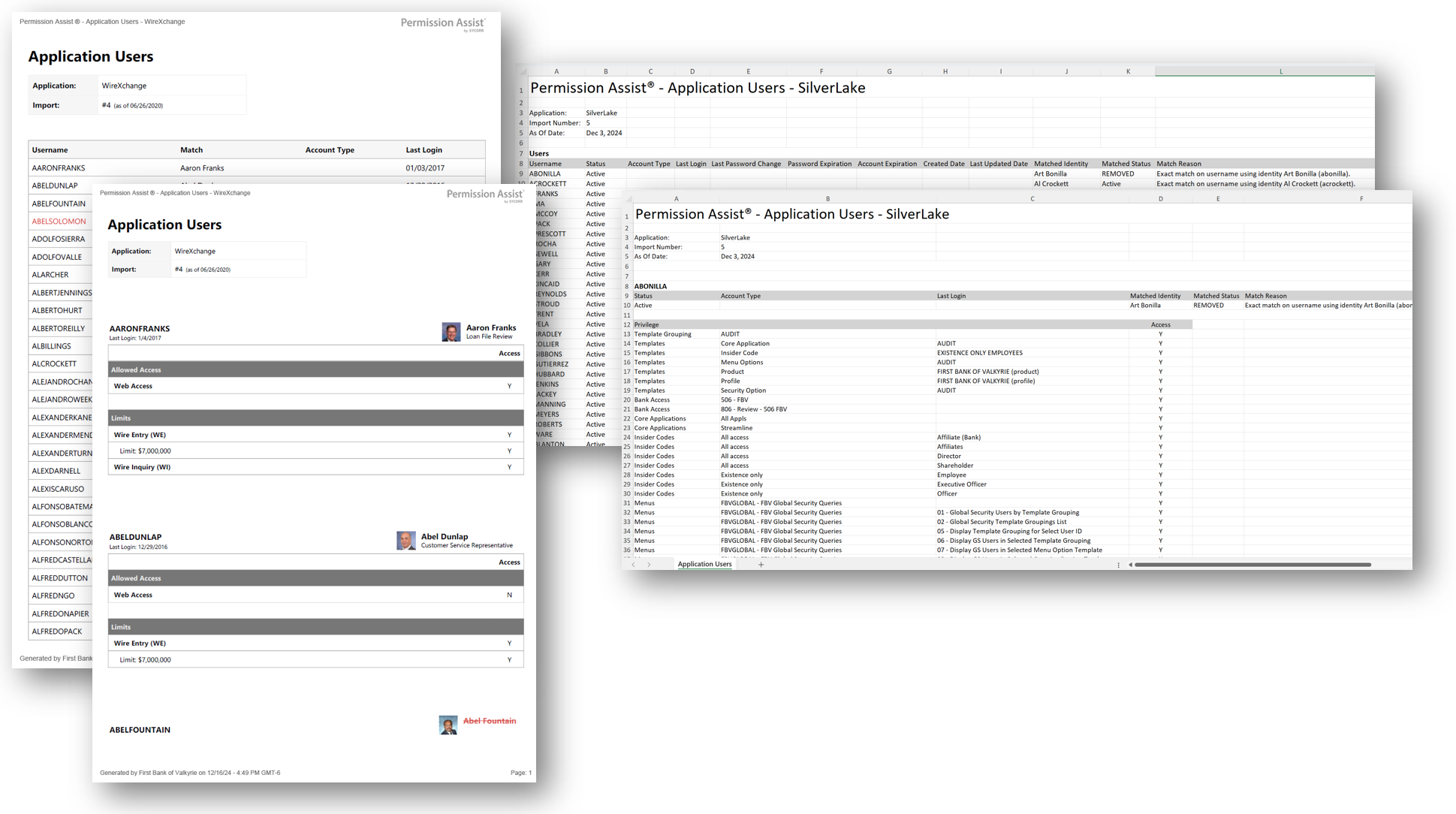 Application Users report sample