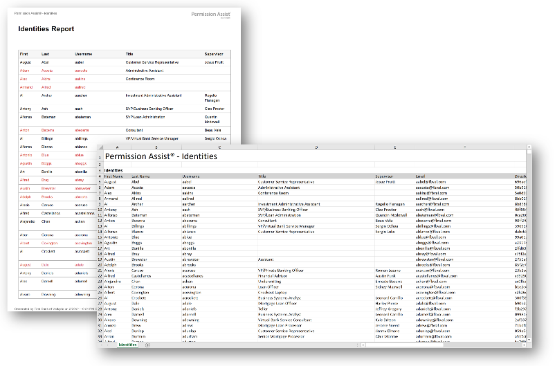 All Identities Summary report sample