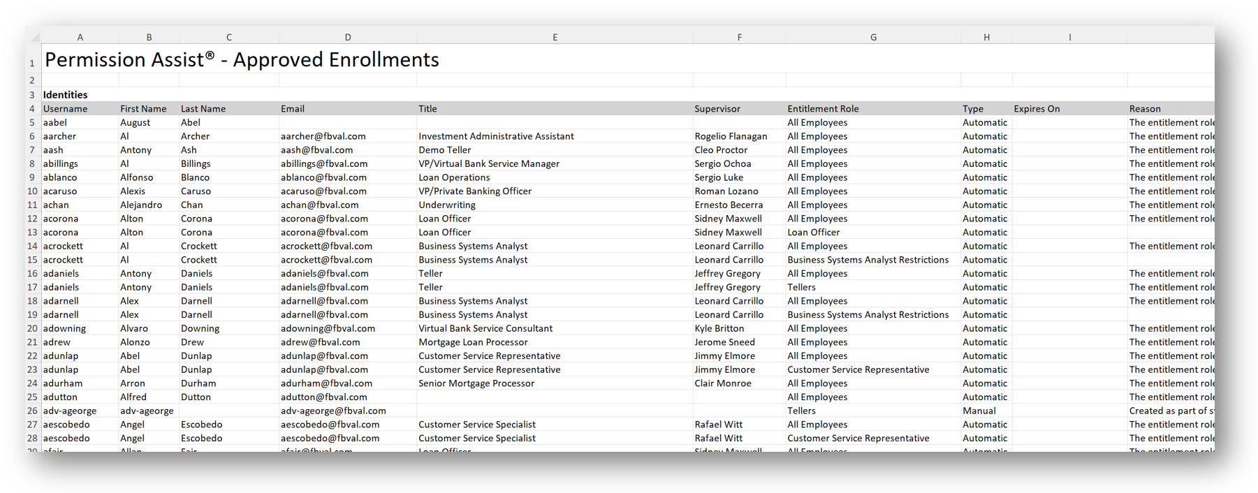 Approved Enrollments report sample